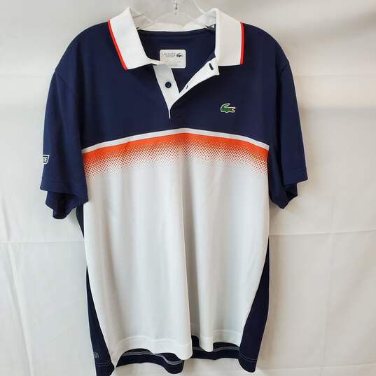 Lacoste Sport Blue White Short Sleeve Polo Size XL image number 1
