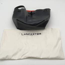 Lancaster Womens Black Leather Top Handle Bucket Purse With Dust Bag