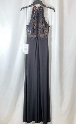 Morgan & Co Women Black Lace Sleeveless Maxi Dress Sz 5 alternative image