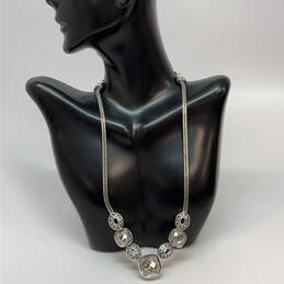 Designer Brighton Silver-Tone Venus Rising Crystal Stone Statement Necklace
