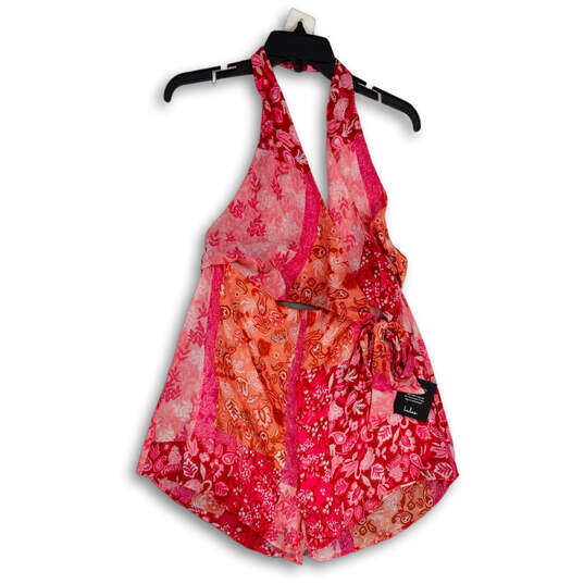 NWT Womens Pink Floral Cutout Front Tie One-Piece Romper Size XL image number 1