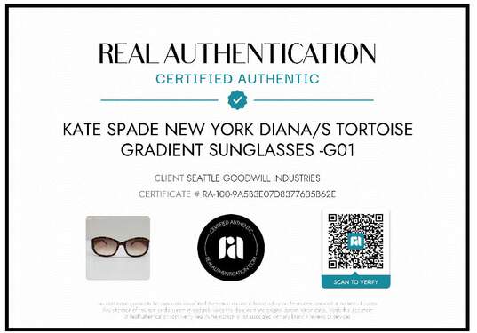 AUTHENTICATED KATE SPADE NY DIANA/S TORTOISE SUNGLASSES image number 2