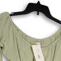 NWT Womens Celery Green Off The Shoulder Bell Sleeve Cropped Blouse Top XS image number 3