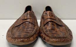 Donald J Pliner Vinco 2 Brown Croc Embossed Leather Loafers Shoes Men's Size 9 M alternative image