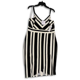 NWT Womens Black White Striped Sleeveless Knee Length Mini Dress Size 16