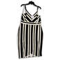 NWT Womens Black White Striped Sleeveless Knee Length Mini Dress Size 16 image number 1