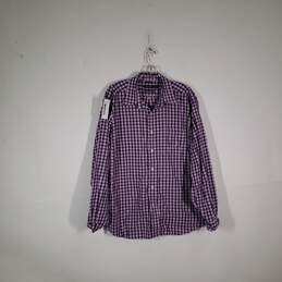 Mens Cotton Check Collared Long Sleeve Wrinkle Resistant Button-Up Shirt Size XL