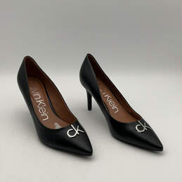 Womens Greta Black Leather Pointed Toe Slip-On Stiletto Pump Heels Size 10M alternative image