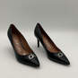 Womens Greta Black Leather Pointed Toe Slip-On Stiletto Pump Heels Size 10M image number 2