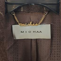 Michaa Women Brown Stripe Fur Trench Coat Sz NA alternative image