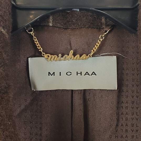 Michaa Women Brown Stripe Fur Trench Coat Sz NA image number 2