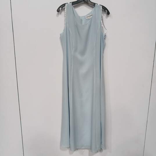 Womens Blue Sleeveless Scoop Neck Back Zip Tank Dress Size 14 image number 1