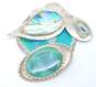 Artisan 925 Sterling Silver Abstract Abalone & Scrolled Serpentine Brooch Pins 35.0g image number 4