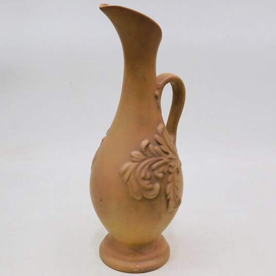 Vintage MCM Royal Haeger Pottery Sandy Beige 18in. Pitcher Vase w/ Handle image number 1