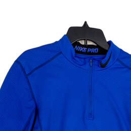Mens Blue Mock Neck 1/4 Zip Long Sleeve Activewear T-Shirt Size XL alternative image