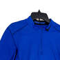 Mens Blue Mock Neck 1/4 Zip Long Sleeve Activewear T-Shirt Size XL image number 2