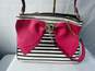 Betsey Johnson Black and White Stripes w/Hot Pink Trim Satchel Bag image number 1