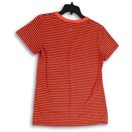 Womens Pink Black Striped Play Dry Short Sleeve V-Neck T-Shirt Size L alternative image
