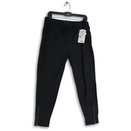 NWT Womens Black Drawstring Slash Pocket Zip Ankle Jogger Pants Size M