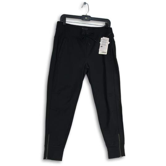 NWT Womens Black Drawstring Slash Pocket Zip Ankle Jogger Pants Size M image number 1