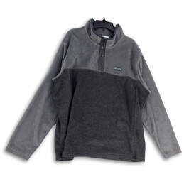 Womens Gray Mock Neck 1/4 Snap Long Casual Sleeve Fleece Jacket Size 2XL