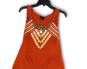 Womens Orange Beaded Sequin Knitted Sleeveless Sweater Tank Top Size XL image number 3