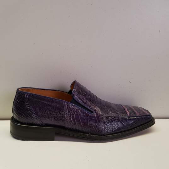 David Crocodile & Ostrich Leather Purple Loafer Men's Size 9 image number 1