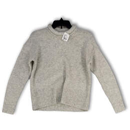 NWT Womens Gray Wool Heather Long Sleeve Crew Neck Pullover Sweater Size XS
