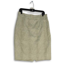 Womens Ivory Flat Front Back Zip Knee Length Straight & Pencil Skirt Sz 12