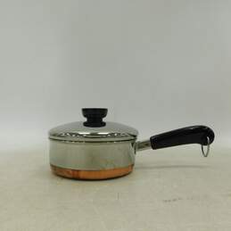 Revere Ware Copper Clad Bottom 3/4 Qt Quart Sauce Pan Pot w/ Lid Vtg Clinton IL