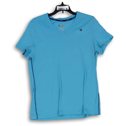 Womens Blue Short Sleeve V-Neck Vapor Performance Athletic T-Shirt Size XL image number 1
