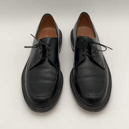 Mens Black Leather Round Toe Lace-Up Oxford Dress Shoes Size 10.5 B