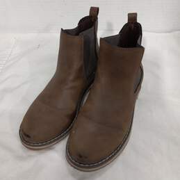 Boys Brown Leather Round Toe Pull On Ankle Chelsea Boot Size 1 Youth