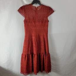 Antonio Melani Women Rust Bobbin Lace Dress Sz4 alternative image