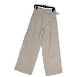 NWT Womens White Black Striped Pockets Wide Leg Cropped Pants Size M alternative image