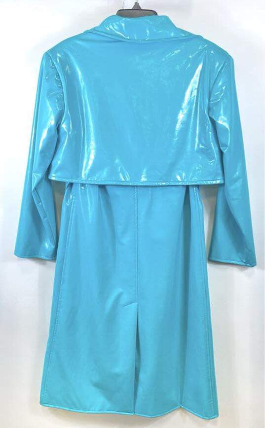 Miriam Al Sibai Women Blue PVC Leather Coat L/XL image number 2