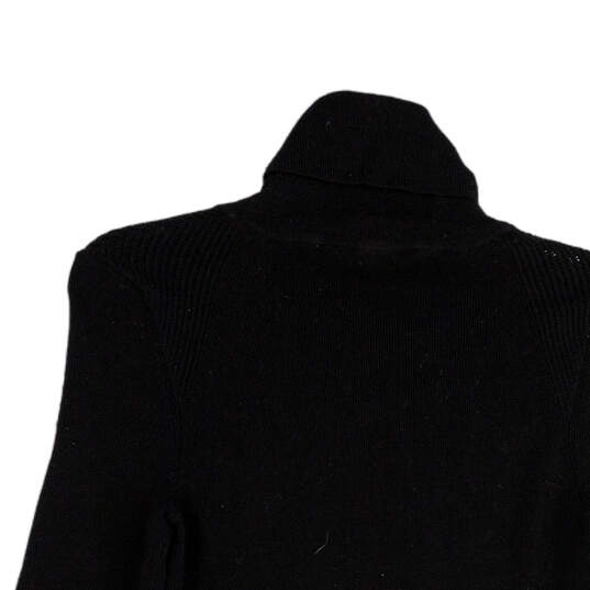 Womens Black Knitted Turtleneck Long Sleeve Pullover Sweater Size M image number 3