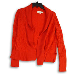 Womens Orange Knitted Long Sleeve Open Front Cardigan Sweater Size Medium