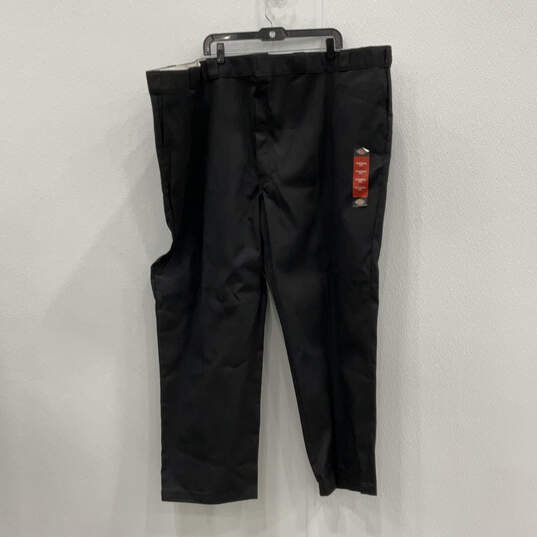 NWT Mens Black Flat Front Straight Leg Original Fit Work Pants Size 58x30 image number 1