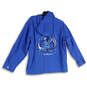 Womens Blue Graphic Print Long Sleeve Pockets Full-Zip Hoodie Size Medium image number 2