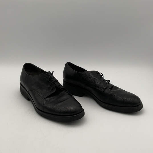 Mens Black Leather Almond Toe Lace-Up Formal Derby Dress Shoes Size 40 image number 2
