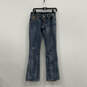 Womens Blue Denim Medium Wash Distressed Pockets Bootcut Leg Jeans Size 26 image number 1