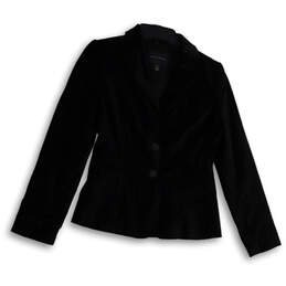 Womens Black Regular Fit Long Sleeve Single Breasted Two Button Blazer Sz 2