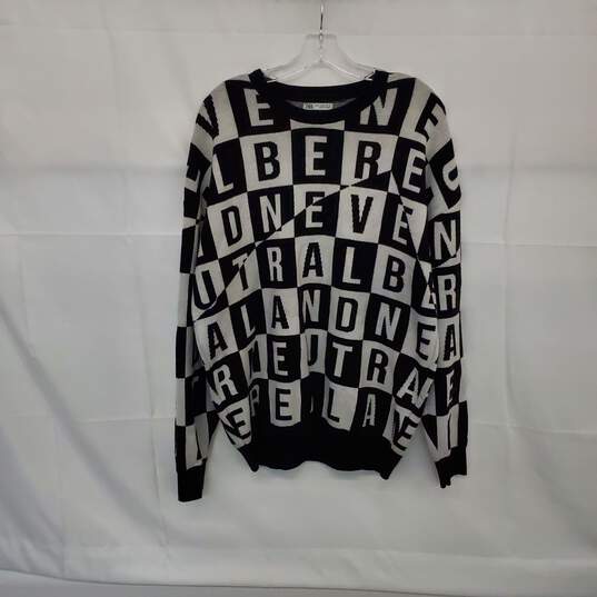Zara Black & White Cotton Blend Sweater WM Size XL image number 1