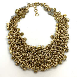 Designer J. Crew Gold-Tone Link Chain Crystal Cut Stone Statement Necklace alternative image