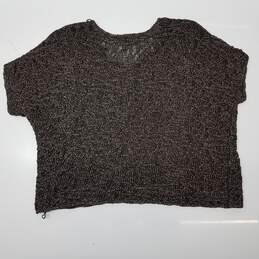 Eileen Fisher  Brown Gold Metallic Crochet Short Sleeve Top Size M alternative image