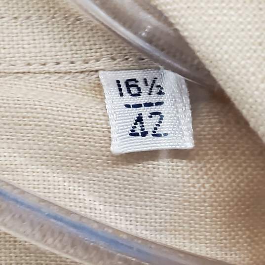 Men's Christian Dior Boutique Tan Linen Button Up L/S Shirt MN Size 16.5/42 image number 4