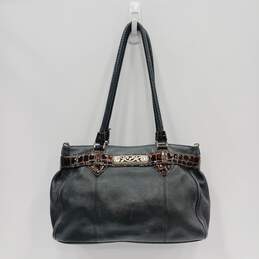 Vintage Brighton Black Leather Top Handle Shoulder Bag Purse