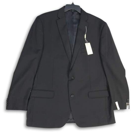 NWT Mens Black Notch Lapel Flap Pocket Long Sleeve Two Button Blazer Size 48 image number 1