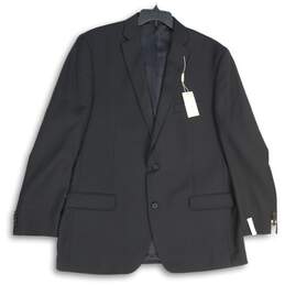NWT Mens Black Notch Lapel Flap Pocket Long Sleeve Two Button Blazer Size 48